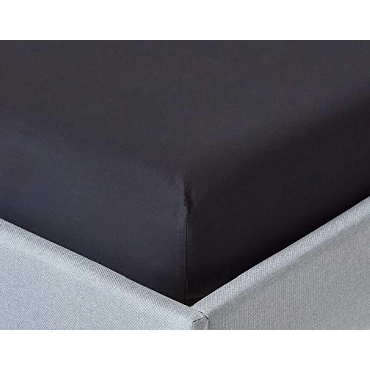Homescapes Perkal-Spannbettlaken, Schwarz, 90x190 cm, 100% Baumwolle, Oeko-Tex®, hypoallergen, mit Rundumgummi – Bild 1
