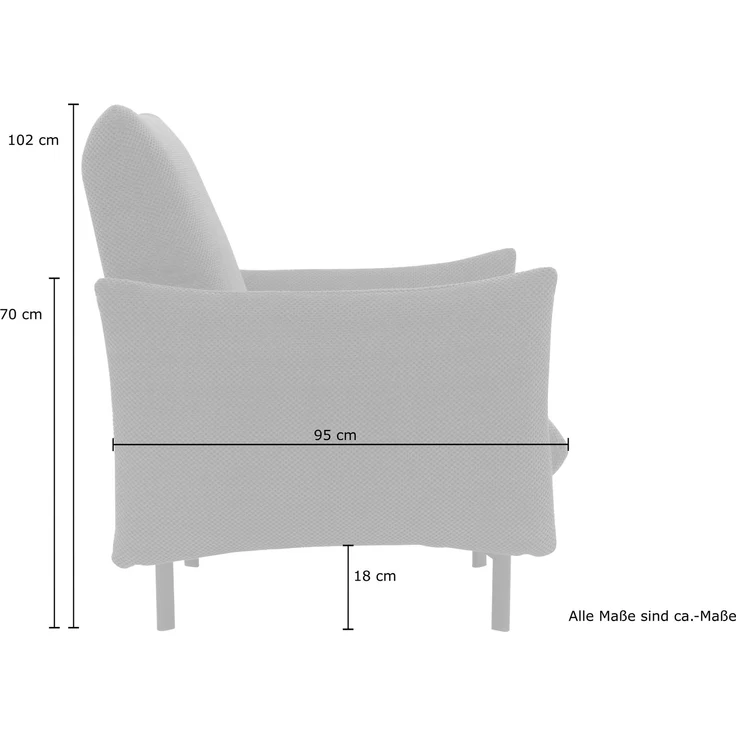 DOMO. collection Sessel 700 003, Polstersessel, Rechteckig, Füße mit Filzgleitern, Armsessel, Polstergarnitur, 85 x 95 x 102 cm (BxTxH), blau – Bild 4