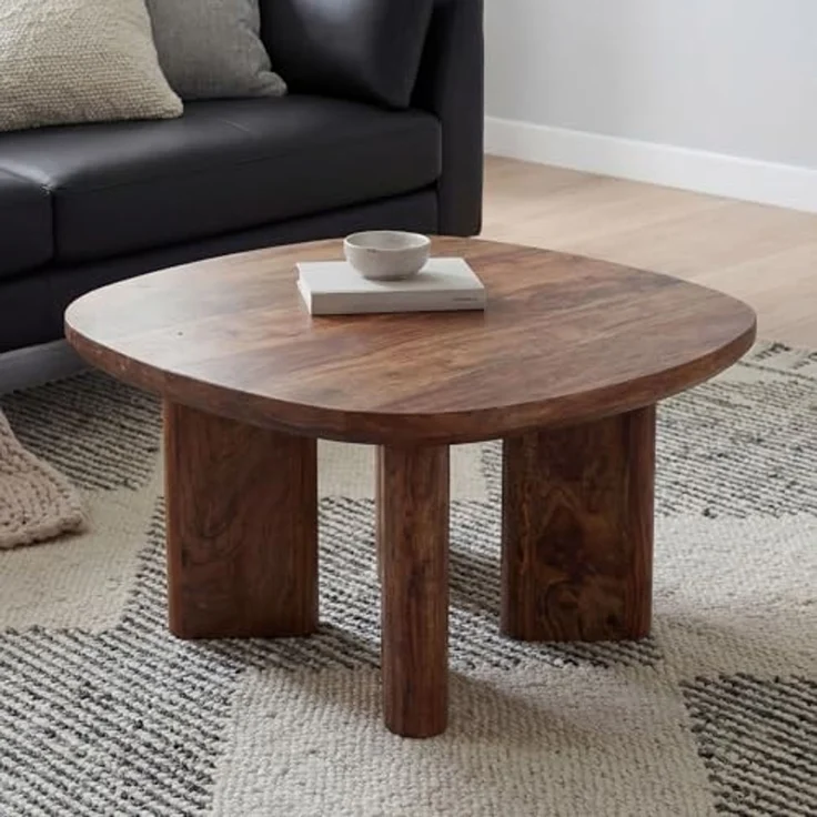 FINEBUY Couchtisch FB116613 Mango Massivholz 60cm Sofatisch Wohnzimmertisch quadratisch (Klares Design trifft warme Holzoptik), Handgefertigt mit Liebe zum Detail – Bild 2