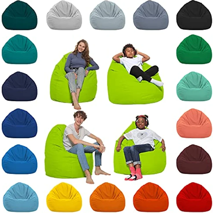 HomeIdeal - Sitzsack XXL Bodenkissen für Erwachsene & Kinder - Geeignet für Gaming oder Entspannen - Indoor wie Outdoor da er Wasserfest ist - mit EPS Perlen, Farbe:Kiwigrün, Größe:XXL – Bild 2