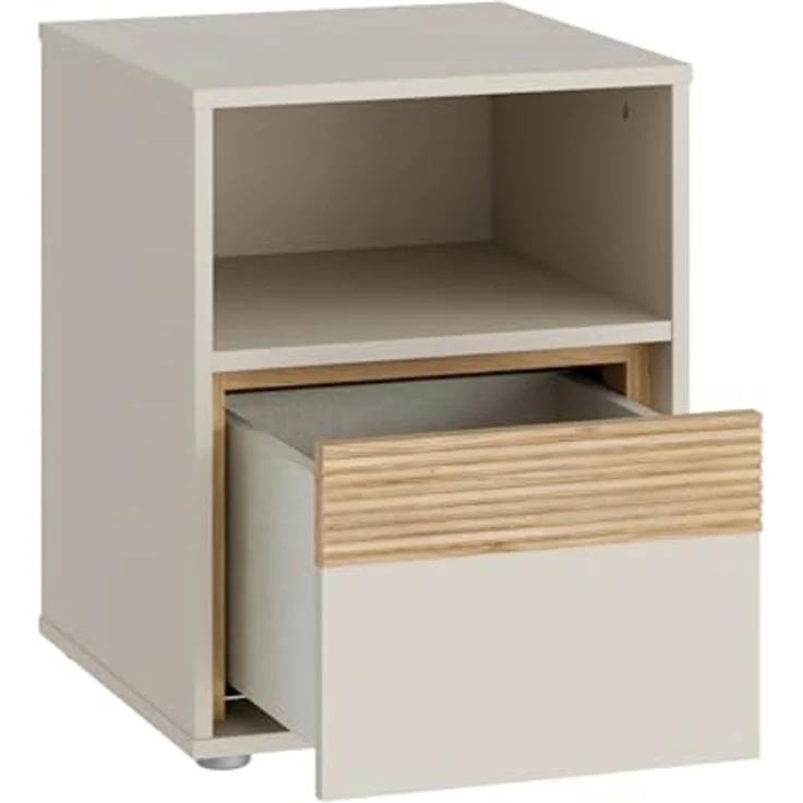 Forte WEXLIN Nachttisch 40 45, Moderne Nachtkommode mit Schublade und Regalfach, Kinder- und Jugendzimmer, Kaschmir|Beige|Mauvella Eiche Holzdekor, 41,3 cm breit x 52,1 cm hoch x 42 cm tief – Bild 6