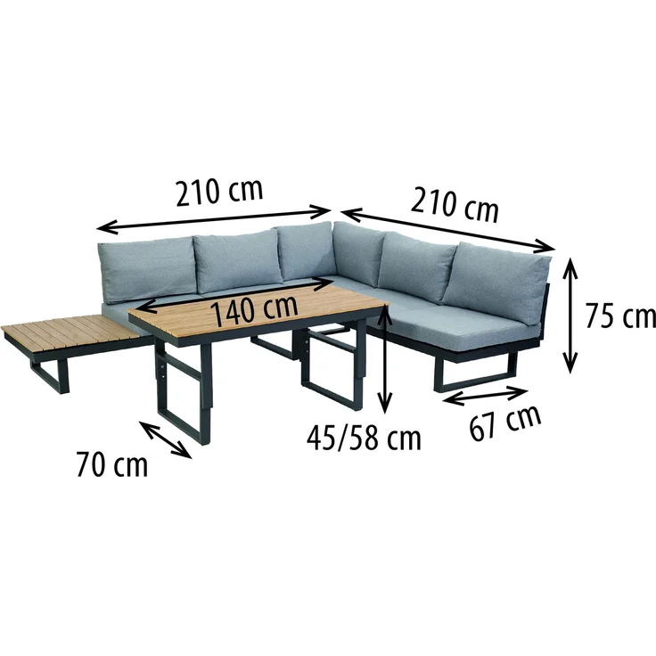 Greemotion 'San Jose' Loungegruppe, Aluminium/Teakholz/Polyester, grau – Bild 3