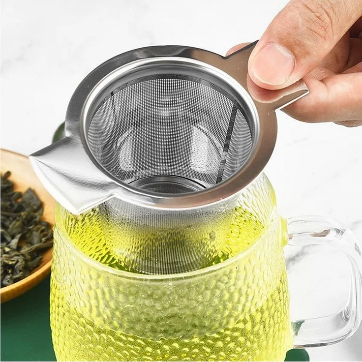 OSTWOLKE Teesieb mit Griffe Teefilter für Tasse Kanne losen Tee Edelstahl, Edelstahl – Bild 3