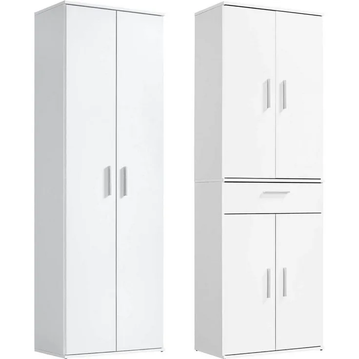 mokebo Schrank-Set Die Allzweckwaffe, (2er-Set), Stauraum-Set aus Besenschrank & Schubladenschrank in Weiß