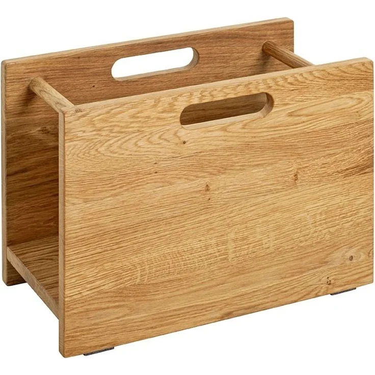 Haku Zeitungsständer aus massiver Eiche, geölt, mit Lochgriff, braun, freistehend, 40x21x30 cm – Bild 1