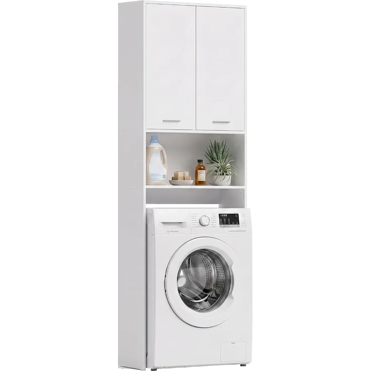 HOMCOM Waschmaschinenschrank, Spanplatte, Weiß, 66 x 24 x 191 cm