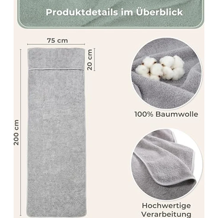 Laynenburg Liegenauflage Frottee Schonbezug aus 100% Baumwolle für Gartenliege, (1 St), Sonnenliege - Liegenbezug mit Umschlag für Standliege in 75x200 cm – Bild 4