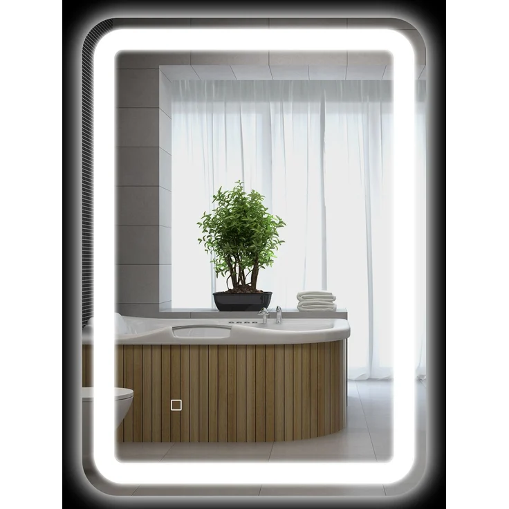 MELAYR, Badezimmerspiegel, beleuchtet, Touch-Steuerung, beschlagfrei, dimmbar, 3 Lichtfarben, 50x70 Silber – Bild 2