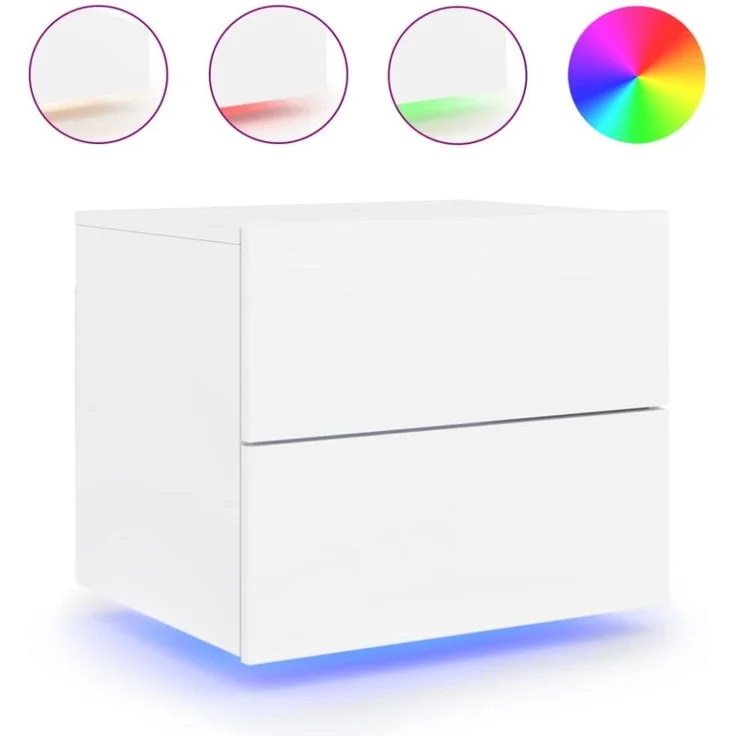 vidaXL Wand-Nachttisch mit LED-Leuchten Weiß 836812 – Bild 4