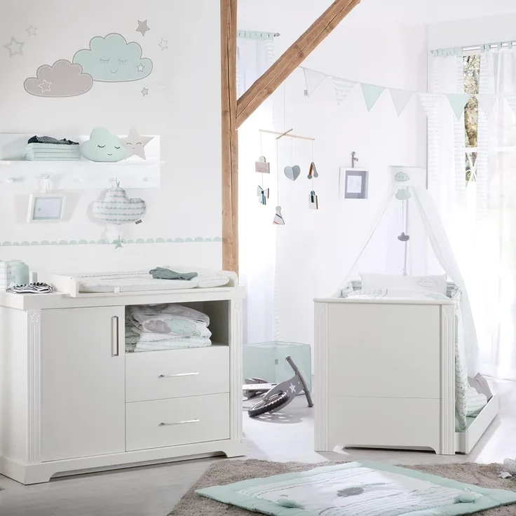 roba Kinderzimmerset 'Maxi' 2-teilig - Bett 70 x 140 - Wickelkommode breit - Weiß