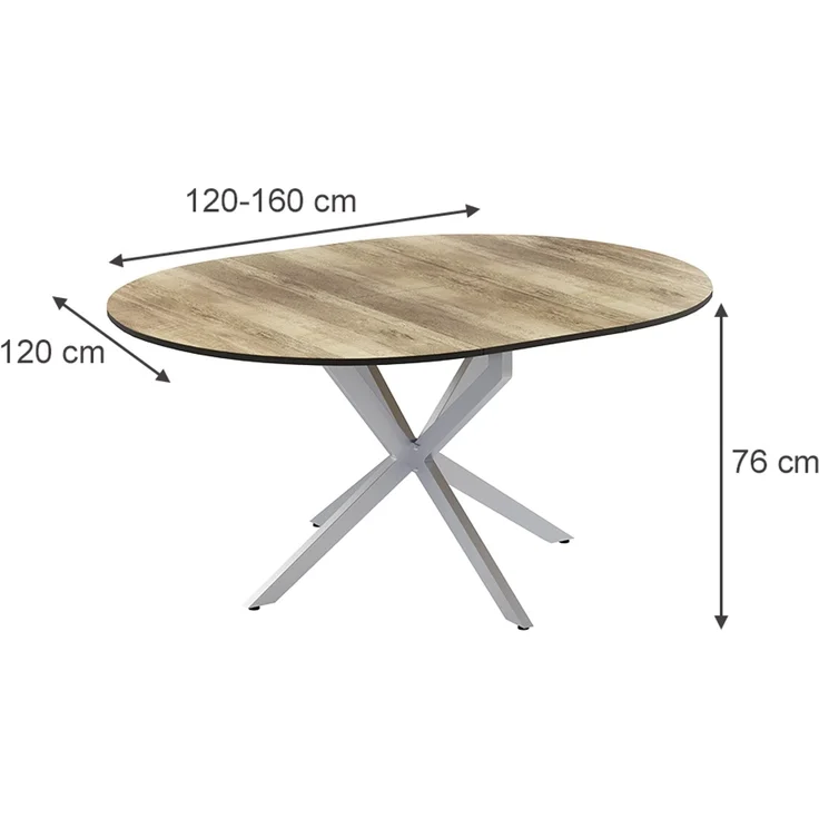 Esstisch Loyd Eiche rustikal/Grau 120 x 76.5 cm ausziehbar Vicco – Bild 2