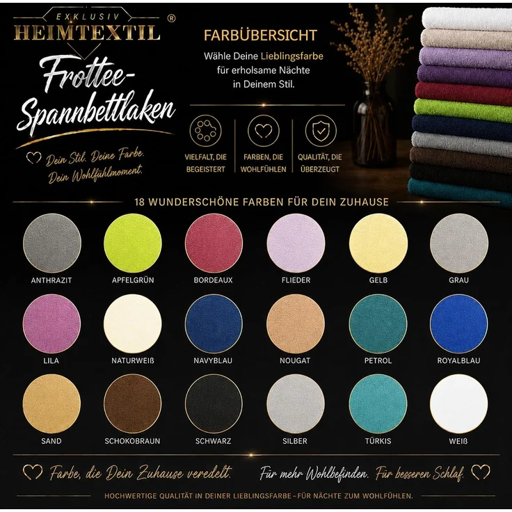 EXKLUSIV HEIMTEXTIL Frottee Spannbettlaken Premium 200 x 220 cm Bordeaux – Bild 7