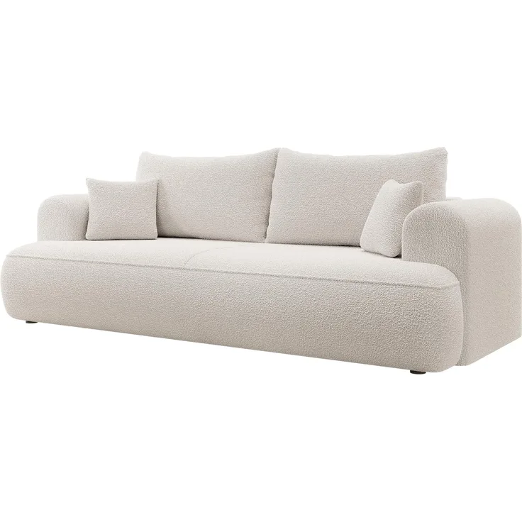 Selsey Sofa Schlafsofa Couch Mit Stauraum Schlaffunktion 3 Sitzer Pflegeleicht Polyurethanschaum Boucle Creme OVO