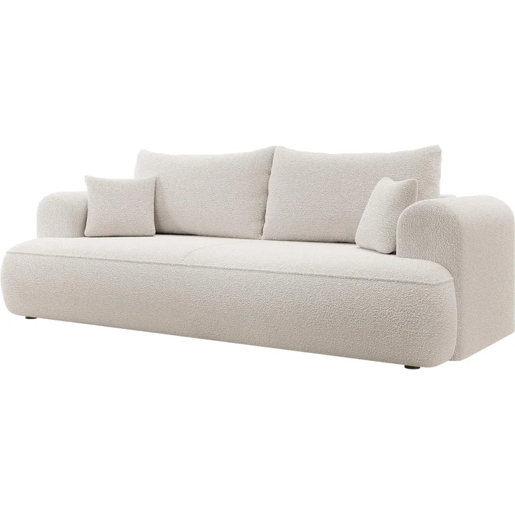 Selsey Sofa Schlafsofa Couch Mit Stauraum Schlaffunktion 3 Sitzer Pflegeleicht Polyurethanschaum Boucle Creme OVO