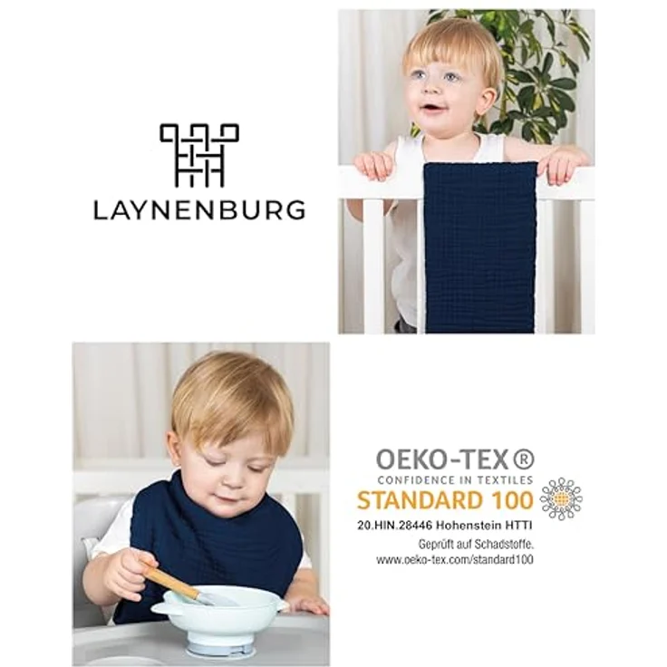 Laynenburg Spucktuch Baby 10er-Set in 30x50cm aus extra weichem Musselin - 100% Baumwolle, Musselin-tücher als Mulltücher, Mullwindeln oder Stoffwindeln – Bild 8