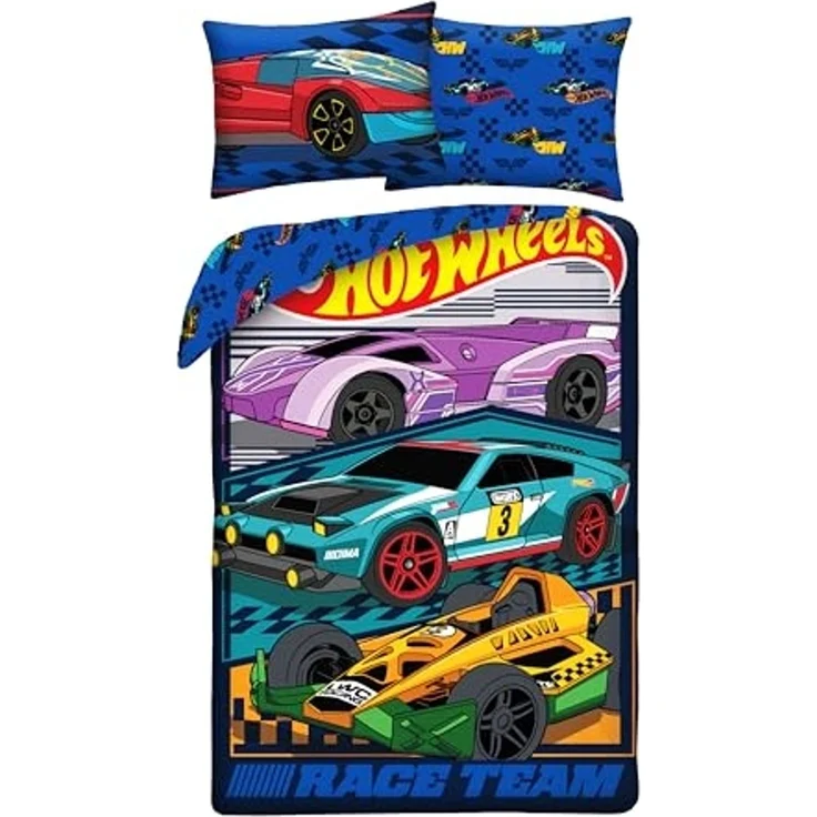 Hot Wheels Bettwäsche Set aus Mikrofaser Bettdeckenbezug 140 × 200 cm mit 70 × 90 cm Kissenbezug – Bild 1
