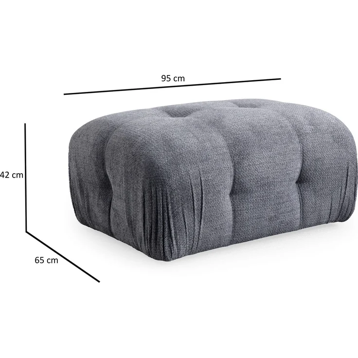 Atelier Del Sofa Stylish Pouffe with Beech Wood Frame, 100% Polyester Fabric, Grey Foam & Pillows Included, 95 x 65 x 75 cm | Modern Design for Living Room & Bedroom – Bild 2