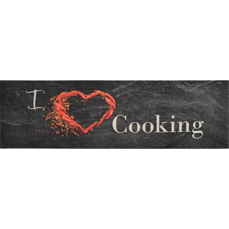 vidaXL Küchenteppich Waschbar Cooking Schwarz 45x150 cm Samt 136549 – Bild 1