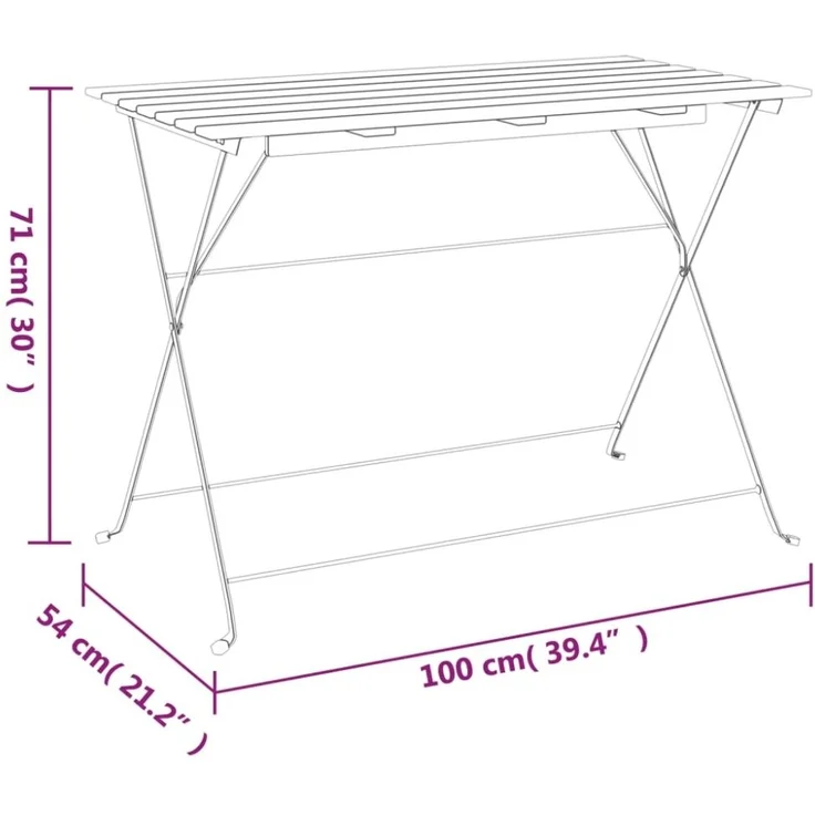 vidaXL 5-tlg. Bistro-Set Klappbar Massivholz Akazie und Stahl 3152098 – Bild 4