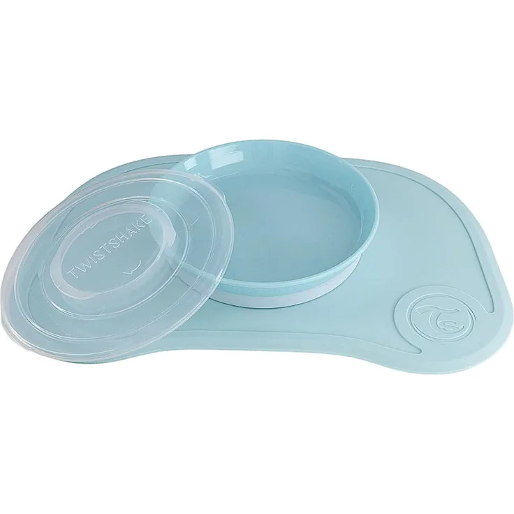 Vital Innovations 78130 Twistshake Teller mit passender Unterlage, pastell blau