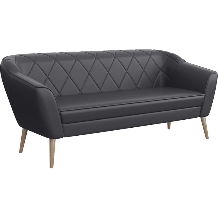 MEBLINI Sofa GISELA 3-Sitzer - Grau Kunstleder - für Wohnzimmer - Mini Lounge für drei Personen - Küchensofa - Sofa Klein – Bild 1