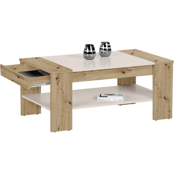 Couchtisch >Finley Plus< Schublade, Artisan Eiche Dekor, kaschmir - 100x44x58 (BxHxT) – Bild 2