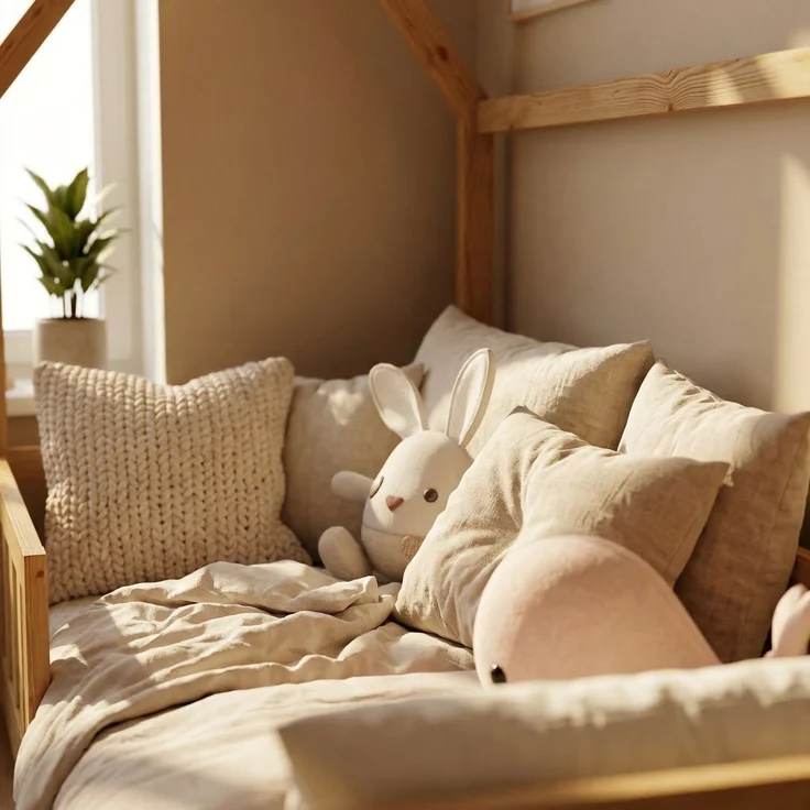 ecoMI Hausbett mit Rausfallschutz und Lattenrost, Kiefernholz natur, 90x200 cm – Bild 10