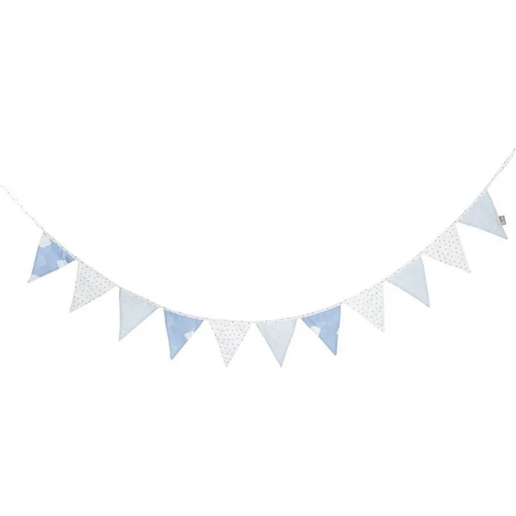 roba Wimpelkette 'Kleine Wolke' blau - 12 Wimpel (2 m) - Länge der Kette 3 m - Weiß/Blau