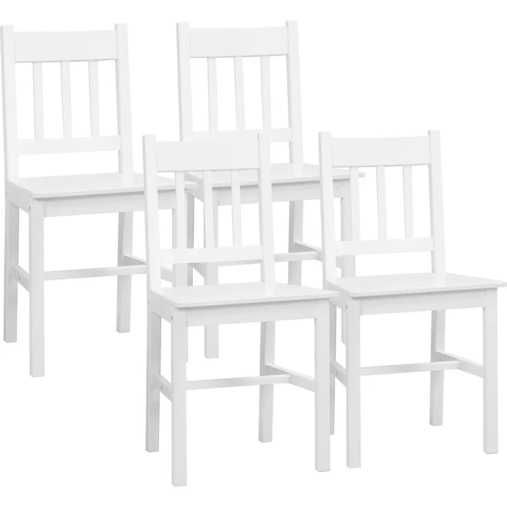 4er-Set Esszimmerstühle Küchenstühle Stühle, Massivholz, 41 cm x 46,5 cm x 85,5 cm, Weiß--Weiß--85.5x41x46.5cm--YOUDENOVA