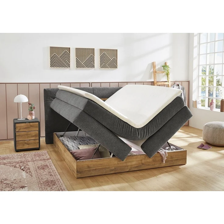 Jockenhöfer 'Nika Max' Boxspringbett, 180x200 cm, Chenille Dunkelgrau – Bild 2