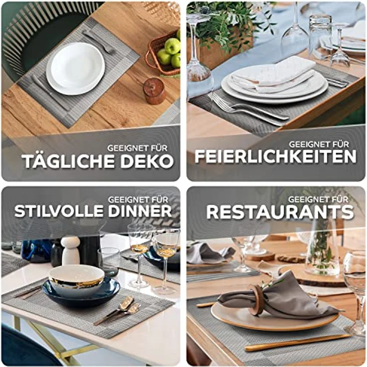Loco Bird Platzset rechteckig aus PVC, (Tischset Abwischbar PVC-Untersetzer, 6-St, Waschbare Tischuntersetzer Platzdeckchen), Untersetzer PVC-Matte – Bild 4