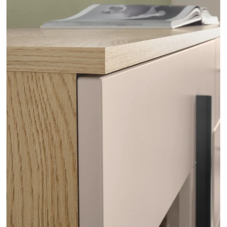 Furn. Design Highboard Design-D (Vitrinenschrank in Kaschmir / Sand und Eiche, 2-türig, 90 x 140 cm), mit viel Stauraum – Bild 4