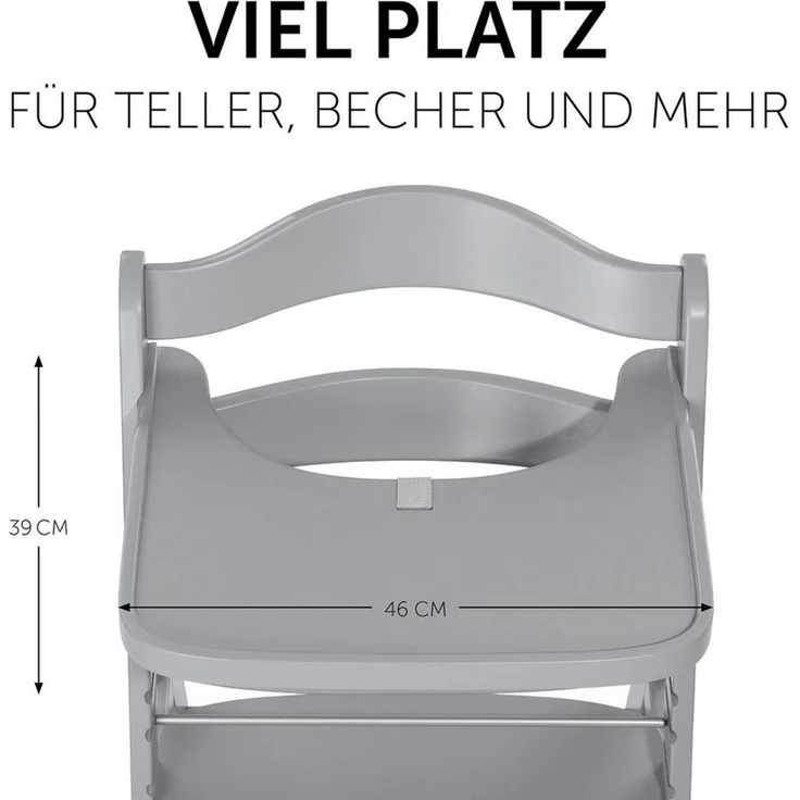 Hauck Hochstuhl Alpha Plus Grey, Holz Kinderhochstuhl verstellbar mit Essbrett Wooden Tray & Sitzkissen – Bild 3