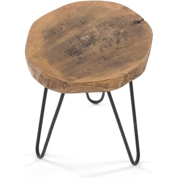 DESIGN DELIGHTS Beistelltisch BEISTELLTISCH "BAUMSCHEIBE", Holz, Metall, Ø 34 cm, Couchtisch – Bild 3