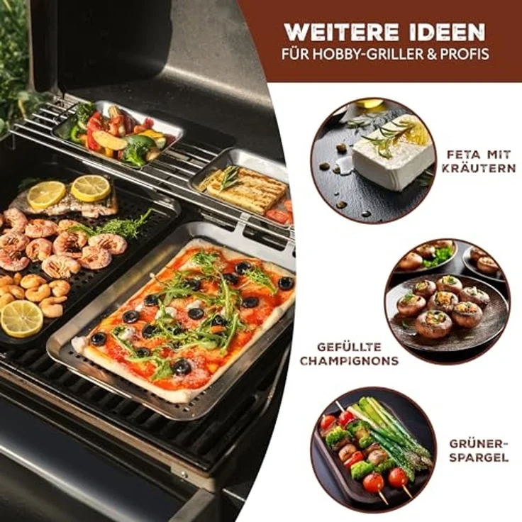 Bremermann Grillplatte, Edelstahl grau, 43 x 25 x 5 cm – Bild 5