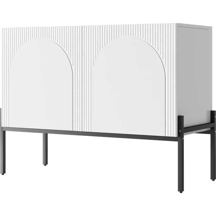 DESVIAE Sideboard Weiß aus Spanplatte – 100x75x40 cm – 2 Türen, Metallbeine – Bild 8