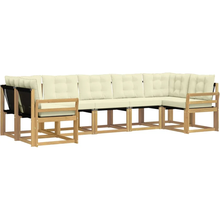 vidaXL Outdoor-Sofagarnitur 7 stk. 7-Sitzer Weiß und Creme 3389836 – Bild 2