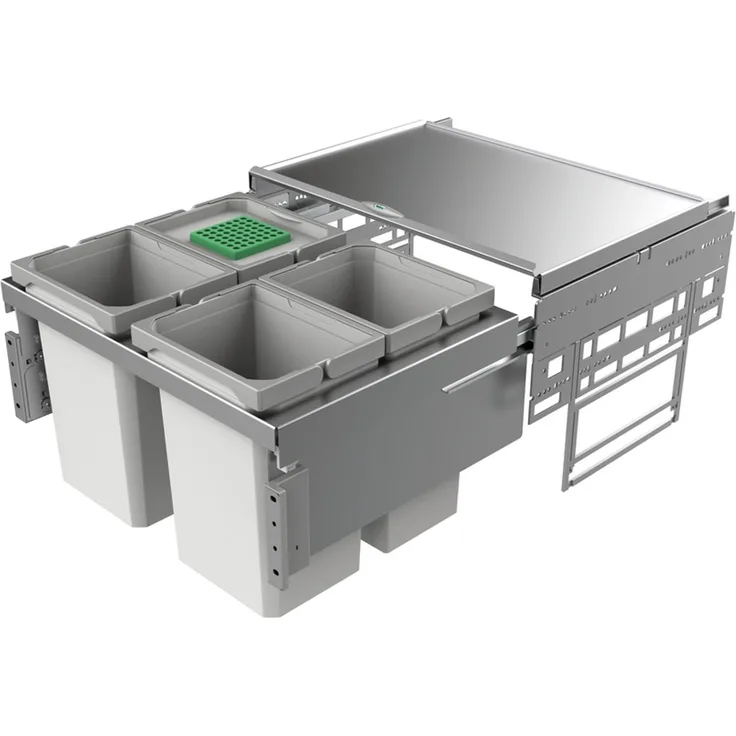 Naber 8012317 Abfallsammler Cox® Base 360 S/600-4 mit Biodeckel, hellgrau / 60 cm Schrankbreite