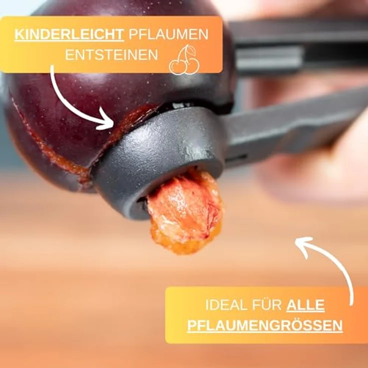 Thiru Entkerner mit robustem sternförmigen Entkernstößel, Kirsch-und Pflaumenentsteiner Set, Made in Germany, Sparset für Kirschen und Pflaumen – Bild 4
