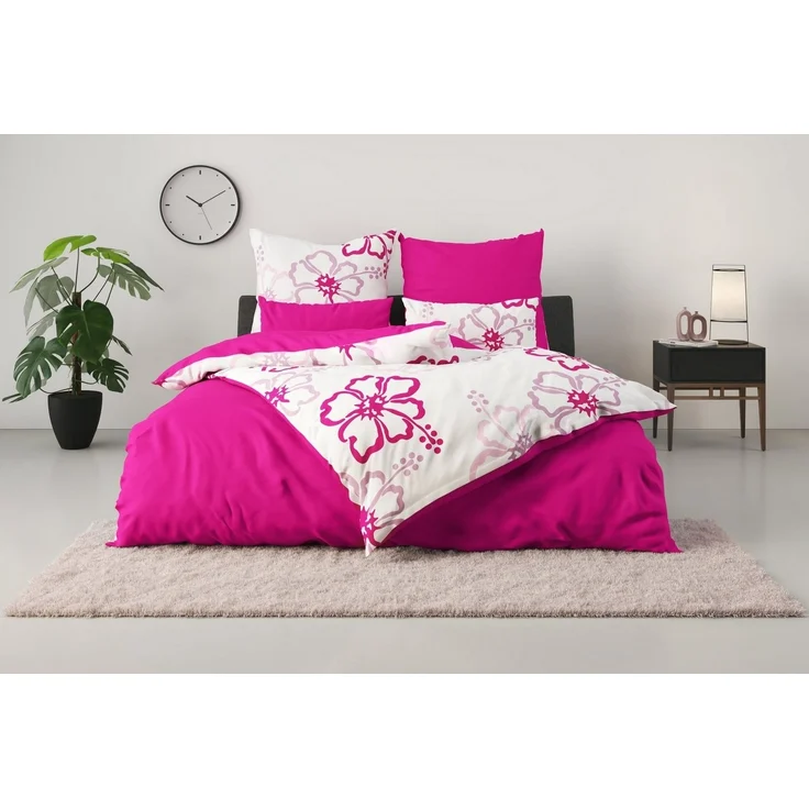 OTTO home Wendebettwäsche Litschi, Polycotton recycelt, 2 teilig, ab Größe 135x200 cm, mit Blumen, in 2 Qualitäten erhältlich, Hawaii – Bild 5