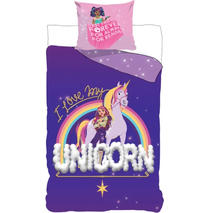 Unicorn Academy Bettbezug Set Kinder Bettwäsche Baumwolle 135 × 200 cm Kissenbezug