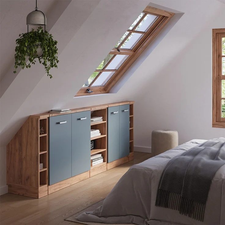 Küchenschrank für Dachschrägen R-Line Blau-Grau 210 cm 5er Set Vicco – Bild 5