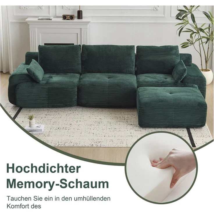 Leawin Sofa Sofa 3-2-1 Sitzer mit Schlaffunktion – Wohnzimmersofa modern & bequem, Bequemes Sofa mit Bettfunktion – modern, kompakt und flexibel nutzbar – Bild 2