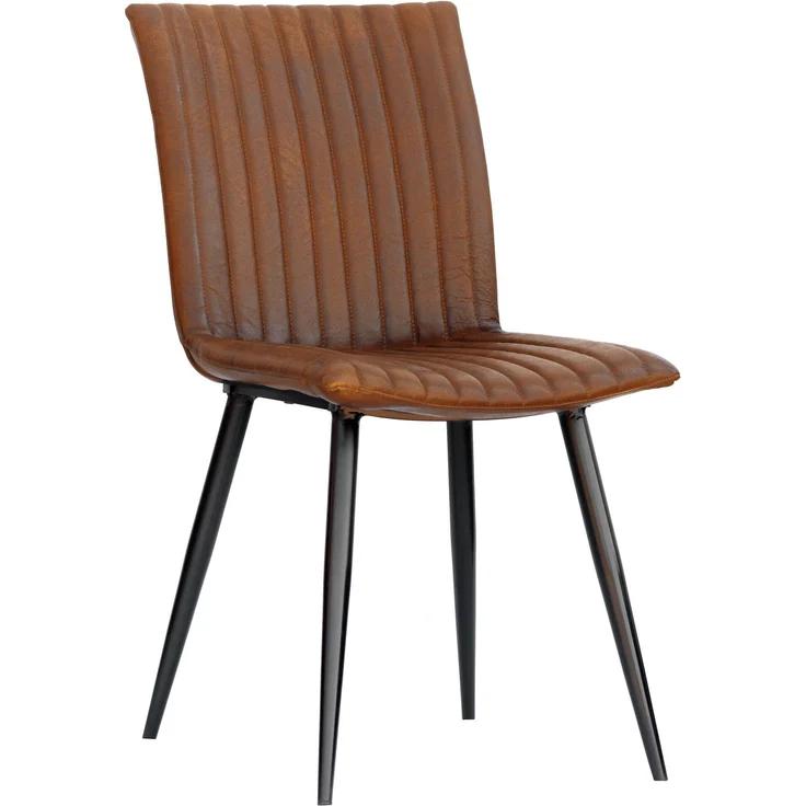 Stuhl Echtleder 45x62x88 cognac IRON LABEL #10 – Bild 1
