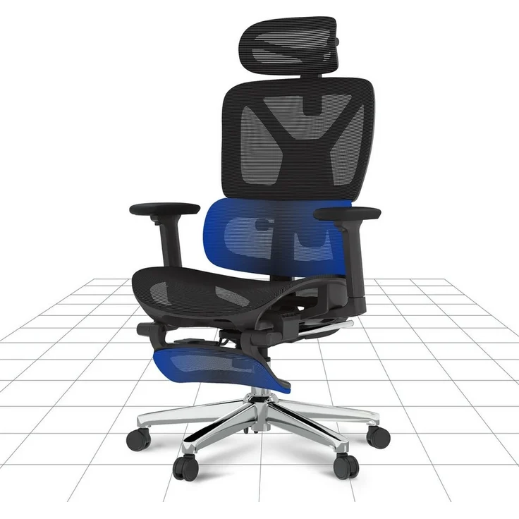FLEXISPOT Bürostuhl ErgoX, Schreibtischstuhl Premium Ergonomischer (Rückenlehne verstellbar 90°-135°, 3D-Armlehnen, 3D-Kopfstütze, 5D-verstellbare Rückenlehne), Chef-Mesh-Bürostuhl, 130KG Tragkraft, mit Fußstütze – Bild 1