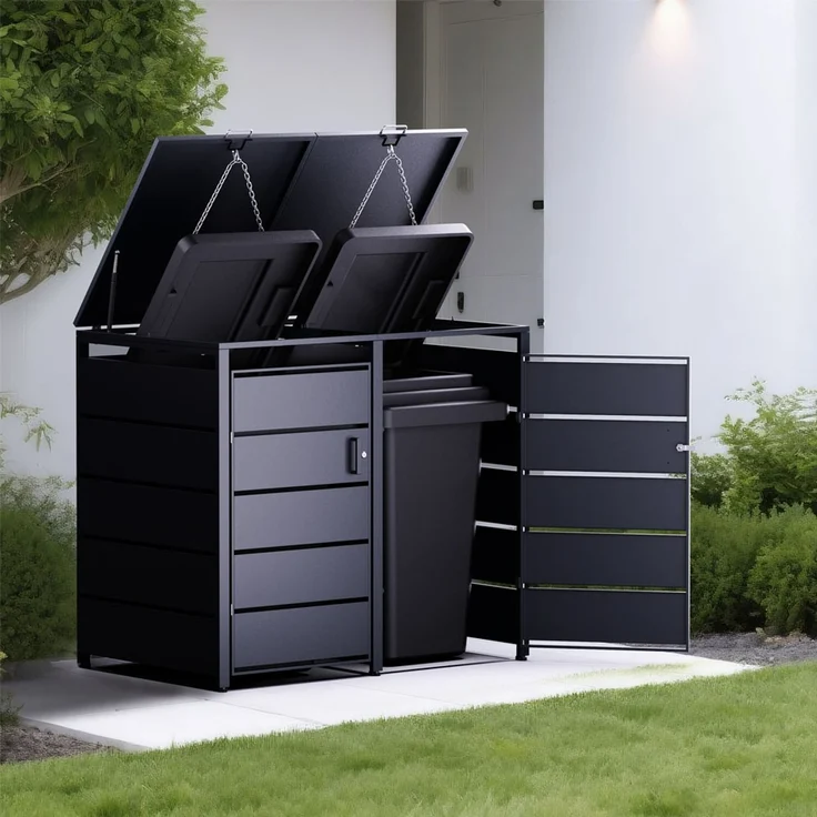 Mülltonnenbox Verkleidung 2er Anthrazit – Bild 4