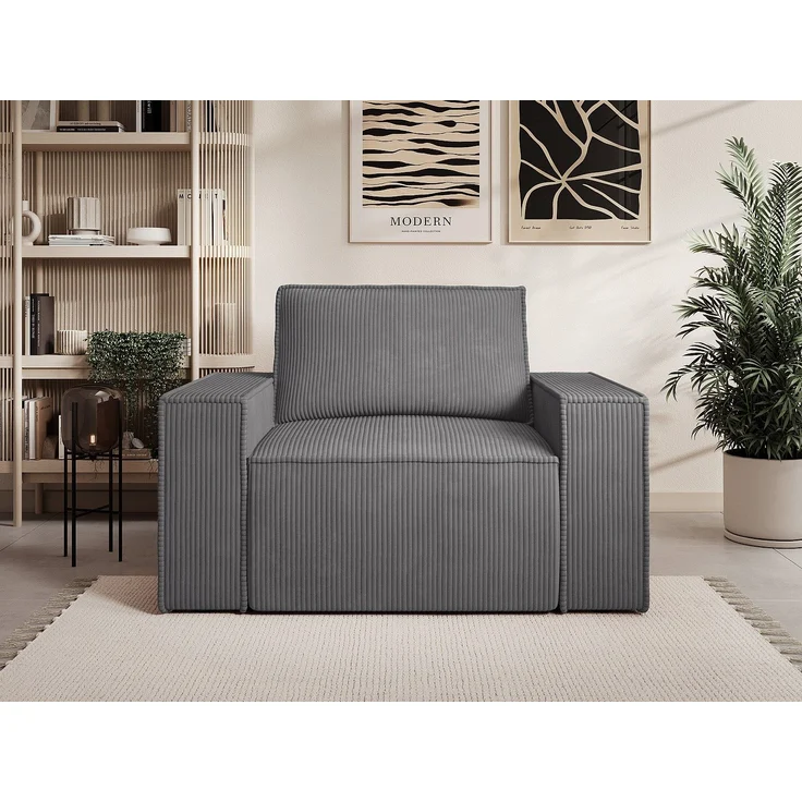 Vente-unique - AMELIA - Sessel mit gerader Rückenlehne - Plastik - Kunststoff (PVC) - Anthrazitgrau - 120 x 86 x 85 cm – Bild 4