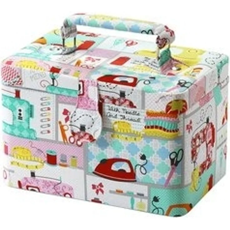 Kobolo Nähkorb Nähkästchen rechteckig multicolor mit Griff (Multicolor) – Bild 6