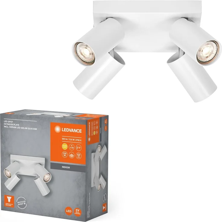 LEDVANCE LED-Spot Octagon GU10 Weißer Teller 4x3,4W 927 DIM – Bild 1