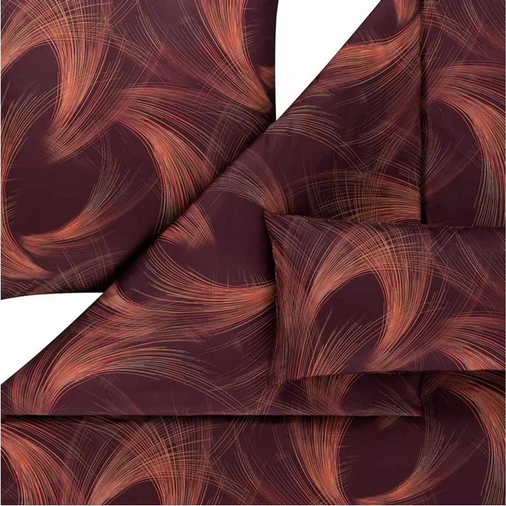 Estella Bettwäsche Estella Mako-Satin Bettwäsche 135x200 Lino vino weinrot orange 7993-40, Mako-Satin, 2 teilig, für Sommer und Winter – Bild 4